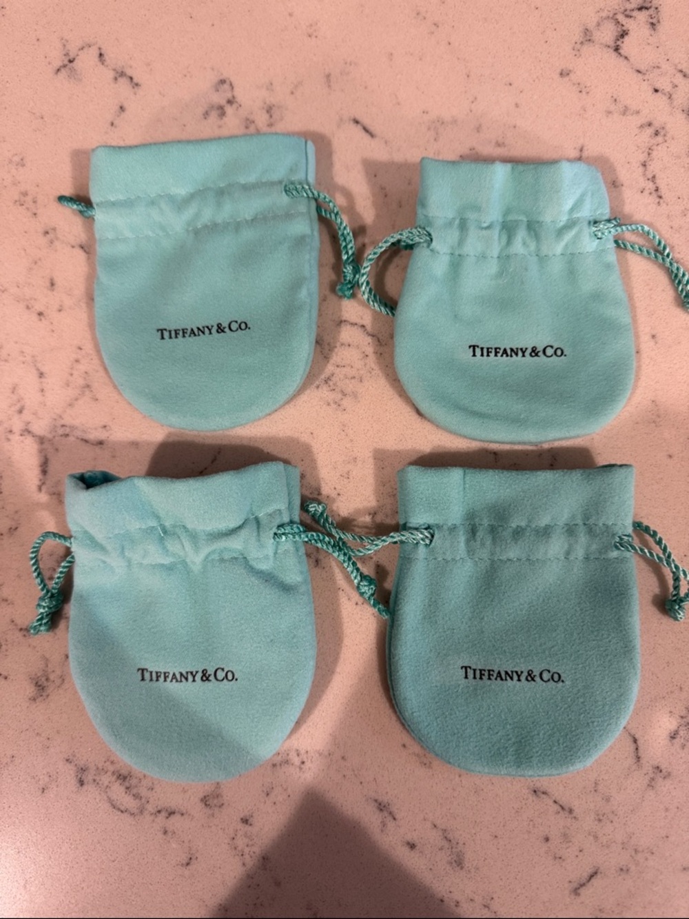 Tiffany & Co. Robin's-Egg Blue Velvet Drawstring Pouches (Set of 4)